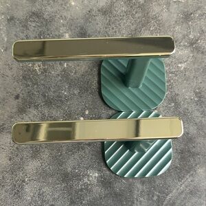 Gold & green self adhesive toilet paper holder or hat holder